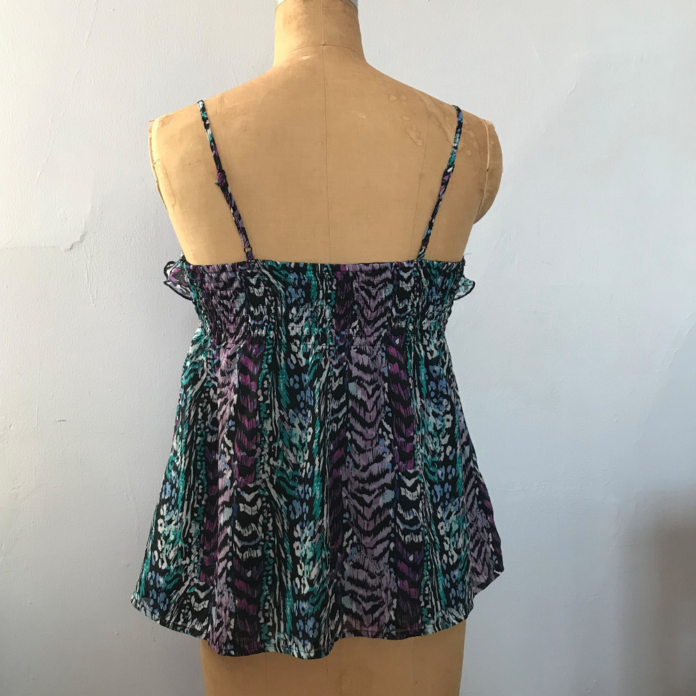 Patterned Empire Tank with Ruffle - Picture 2 of 2